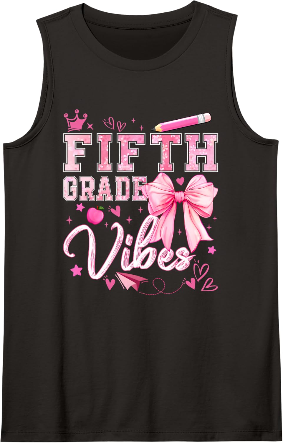 Fifth Grade Vibes Coquette Bow Back to School Fifth Grade Tank Top - Black