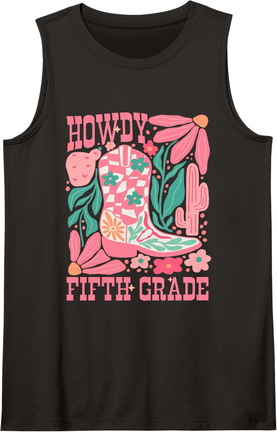 Howdy Fifth Grade Western 5th Grade Teacher Cowboy Cowgirl Tank Top - Black