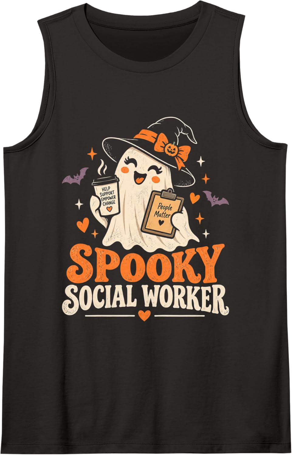 Halloween Spooky Social Worker People Matter Sleeveless Tank Top - Black