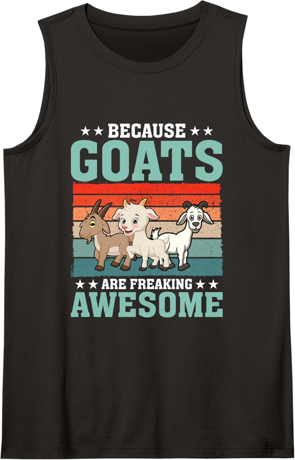Retro Goats are Freaking Awesome Farmer Goat Sleeveless Tank Top - Black