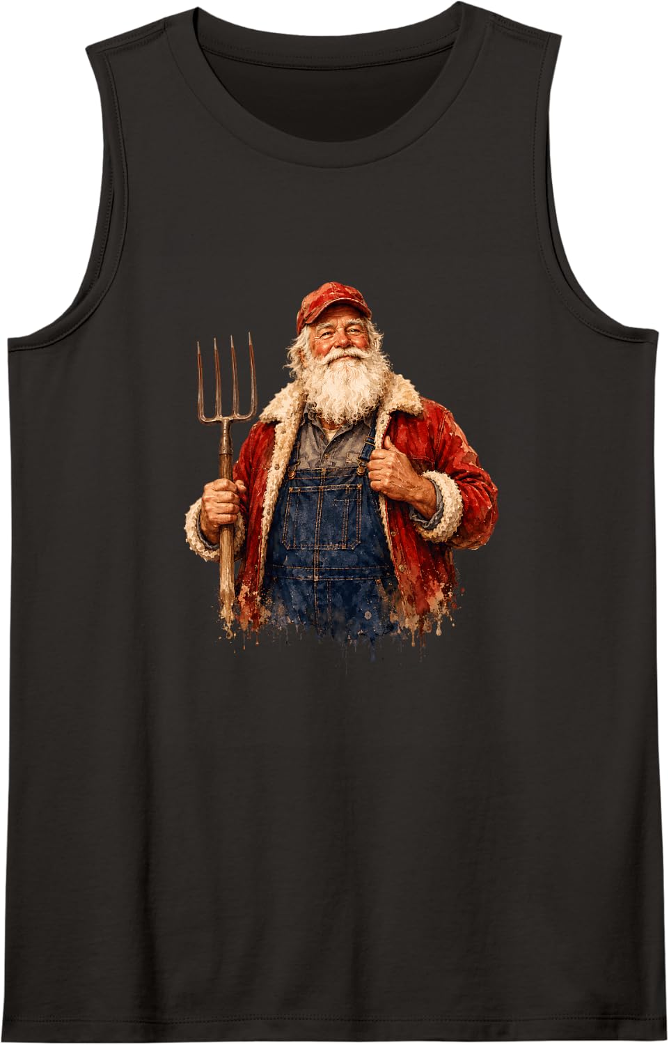 Farmer Santa Christmas Agriculture Holiday Humor Tank Top - Black