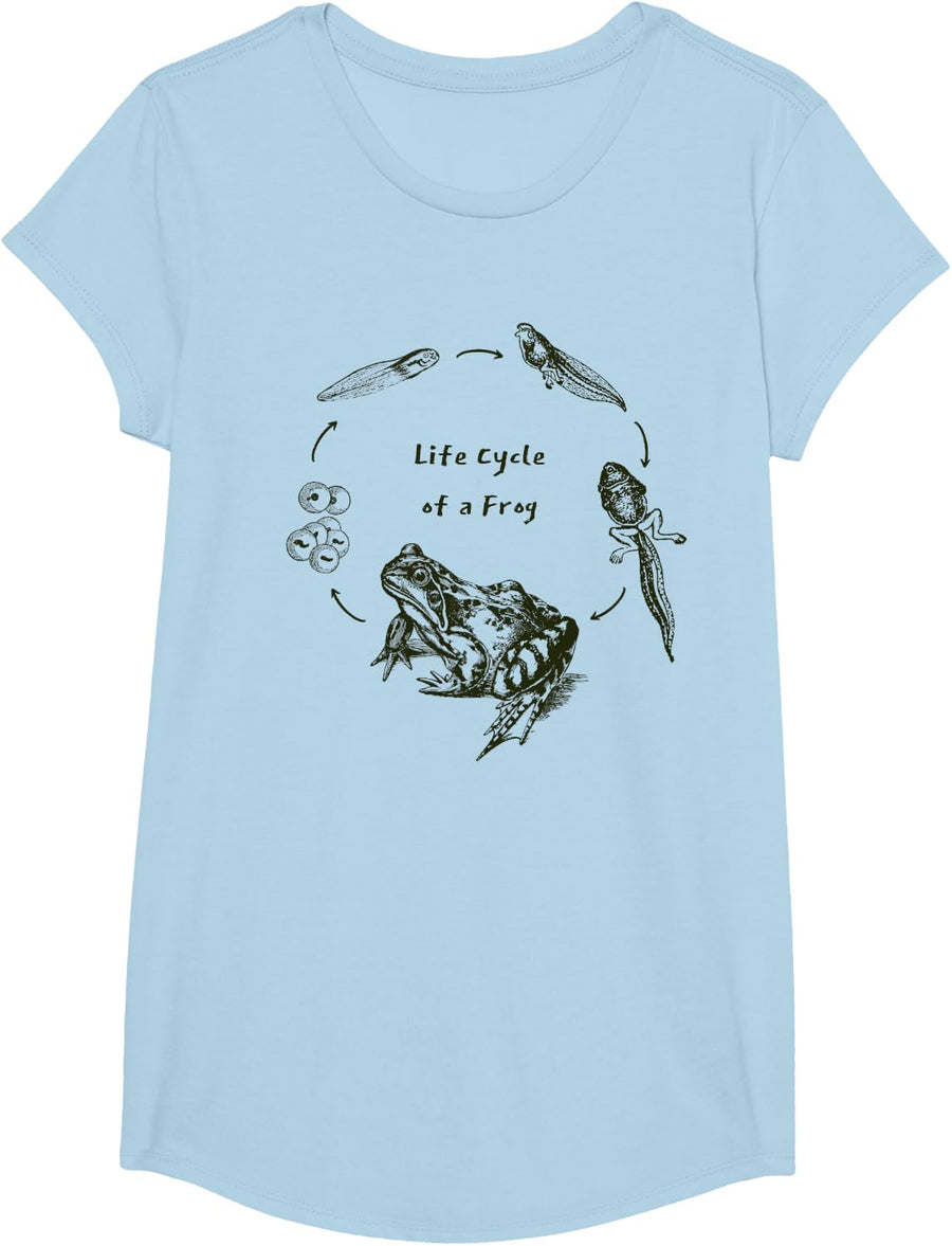 Frog Toad Life Cycle Biology Teacher Vintage Science T-Shirt - Girls Baby Blue