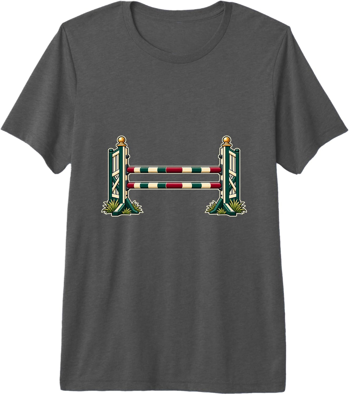 Equestrian Show Jump Striped Rails Design Premium Tri-Blend T-Shirt - Grey