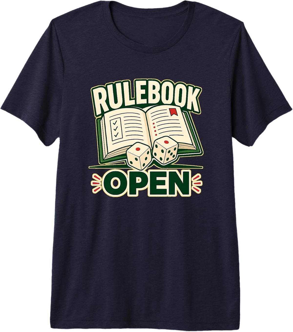 RULEBOOK Open Dice Tabletop Night Premium Tri-Blend T-Shirt - Navy Blue