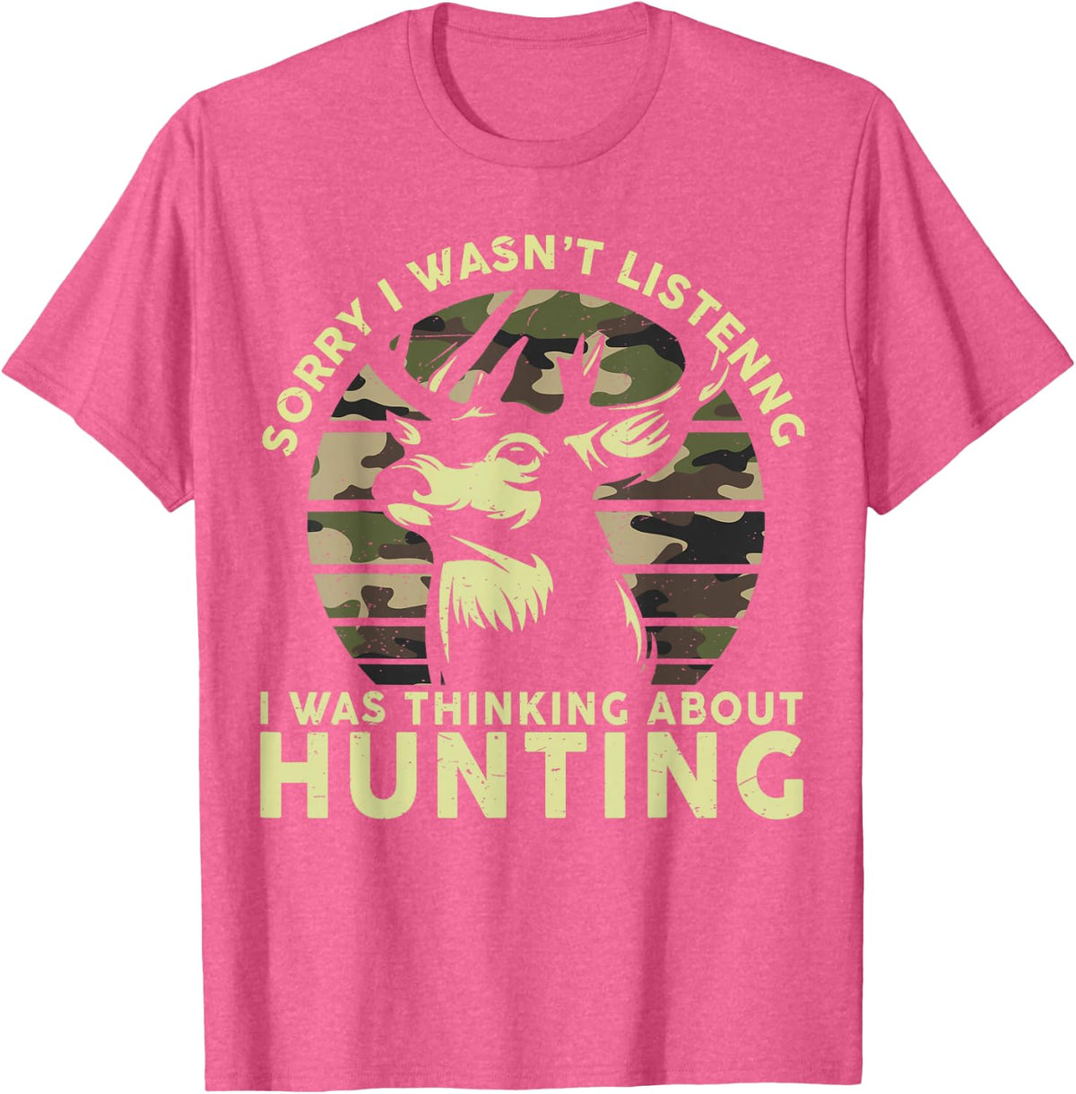Elk Deer Hunter T-Shirt Funny Deer Hunting Tee Gifts Dad Men T-Shirt - Pink Heather