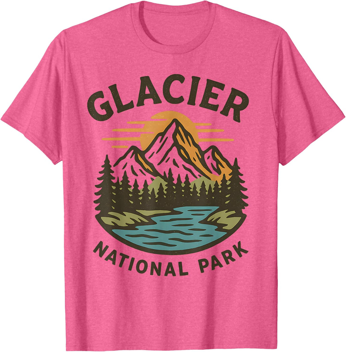 Glacier National Park Montana T-Shirt - Pink Heather