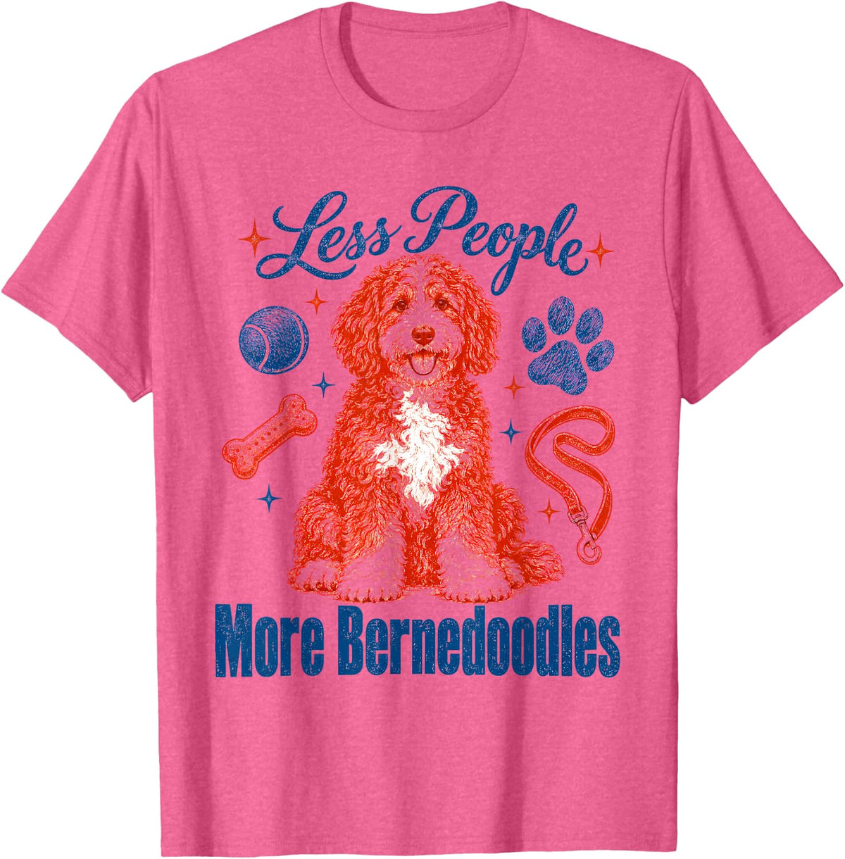 Less People More Bernedoodles Dog Lover T-Shirt - Pink Heather