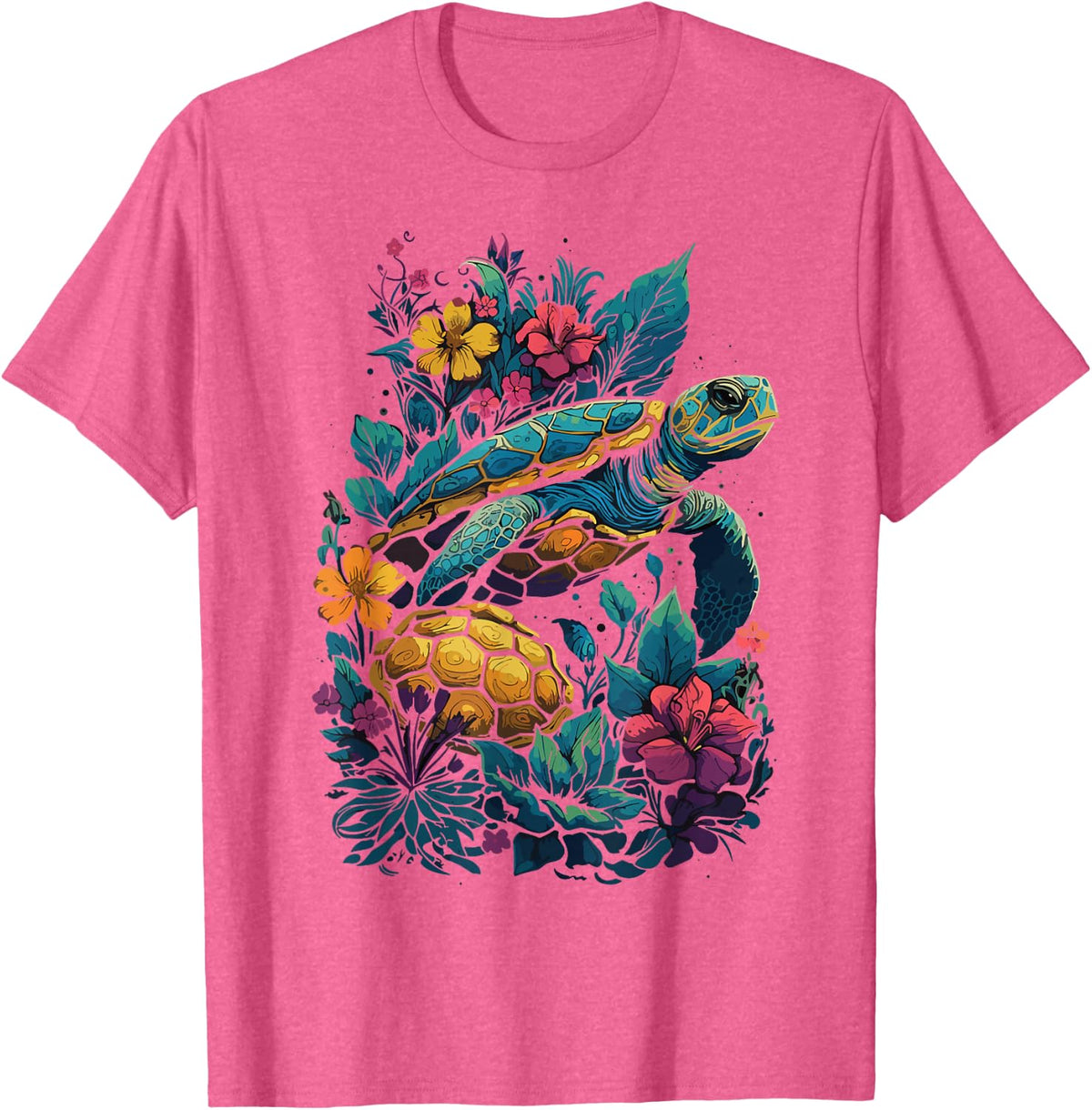 Hawaiian Tie Dye Sea Turtle Ocean Sea Animal Hippie Costume T-Shirt - Pink Heather