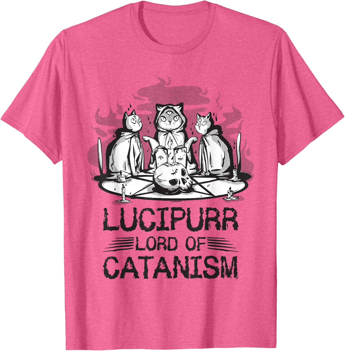 Lucipurr Black Cat Magic Satanic Cats Lucifer Occultism T-Shirt - Pink Heather