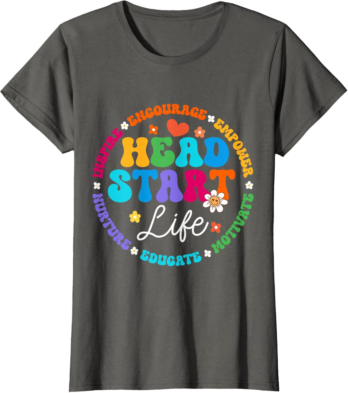Head Start Life Homeschool Teacher Headstart Back To School T-Shirt - Asphalt Grey