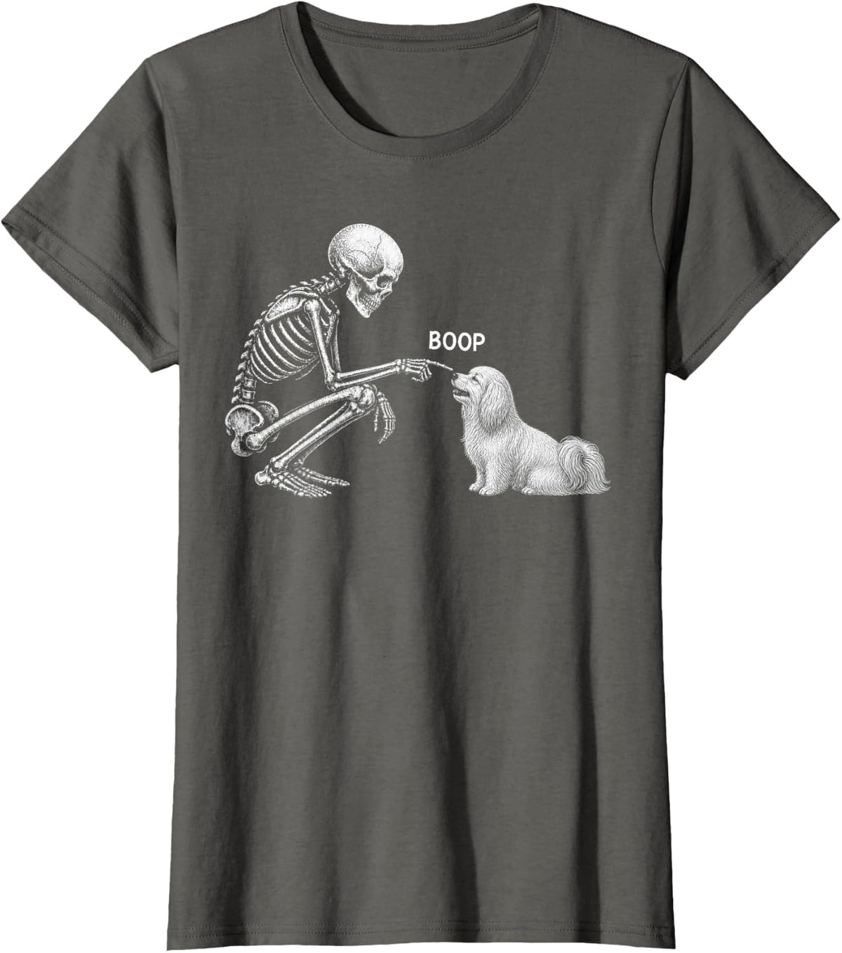 Skeleton Boop Havanese Dog Nose Vintage Halloween T-Shirt - Asphalt Grey