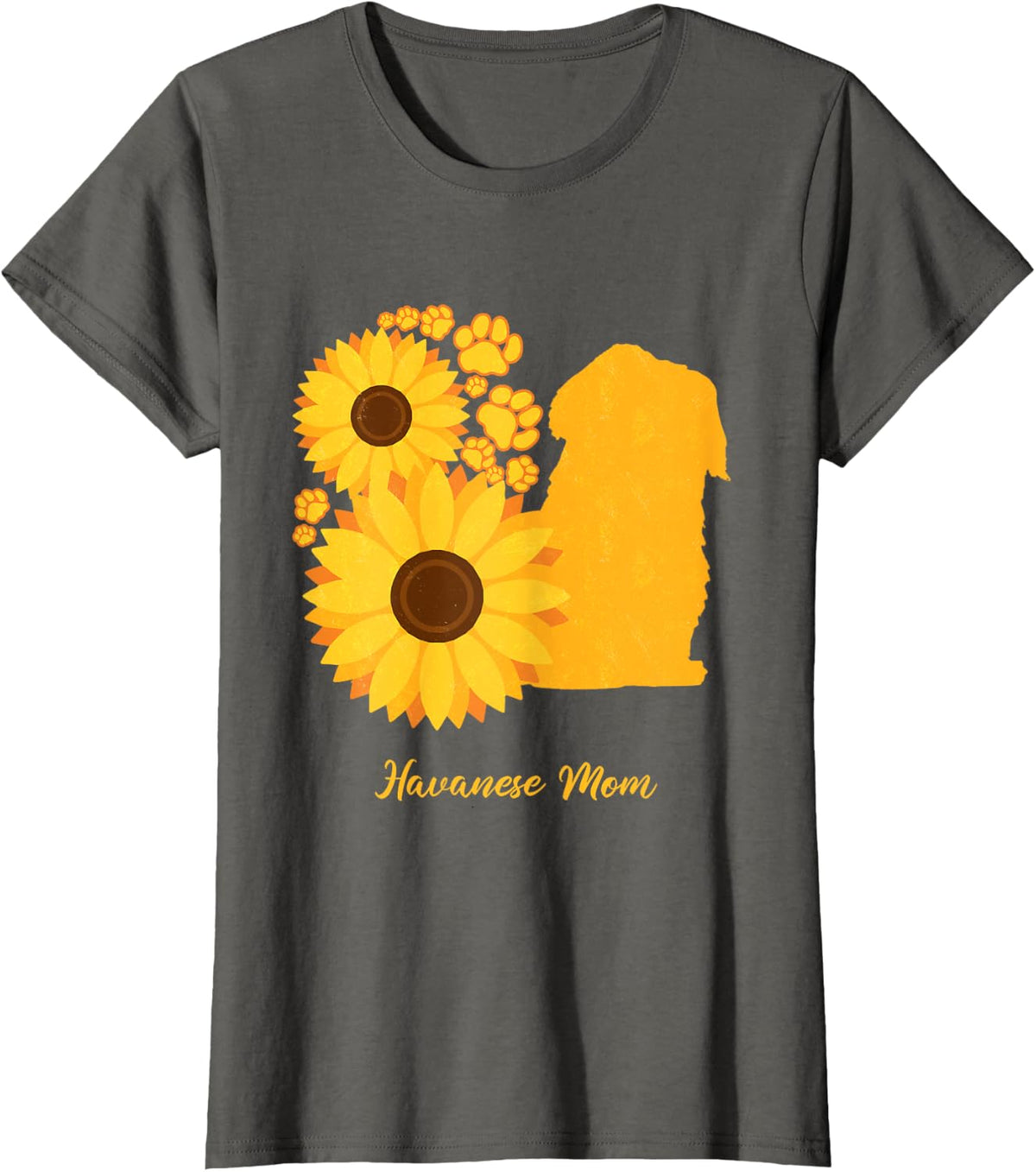 Sunflower Dog Mom - Havanese T-Shirt for Men Women - Asphalt Grey