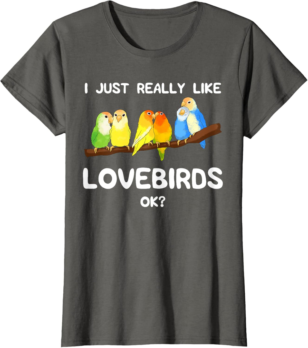 Lovebird Owner Bird Lover Ornithologist Keeper Birdwatcher T-Shirt - Asphalt Grey