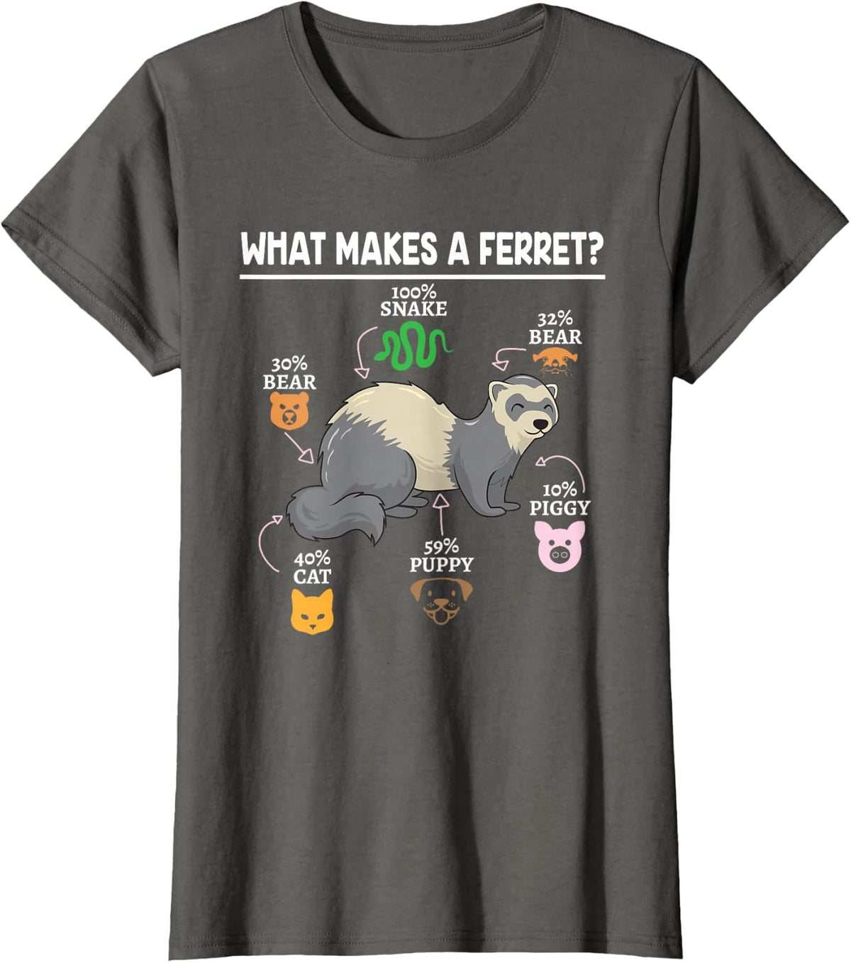 Pet Ferret | Ferret Apparel | Ferret Gift Ideas T-Shirt - Asphalt Grey
