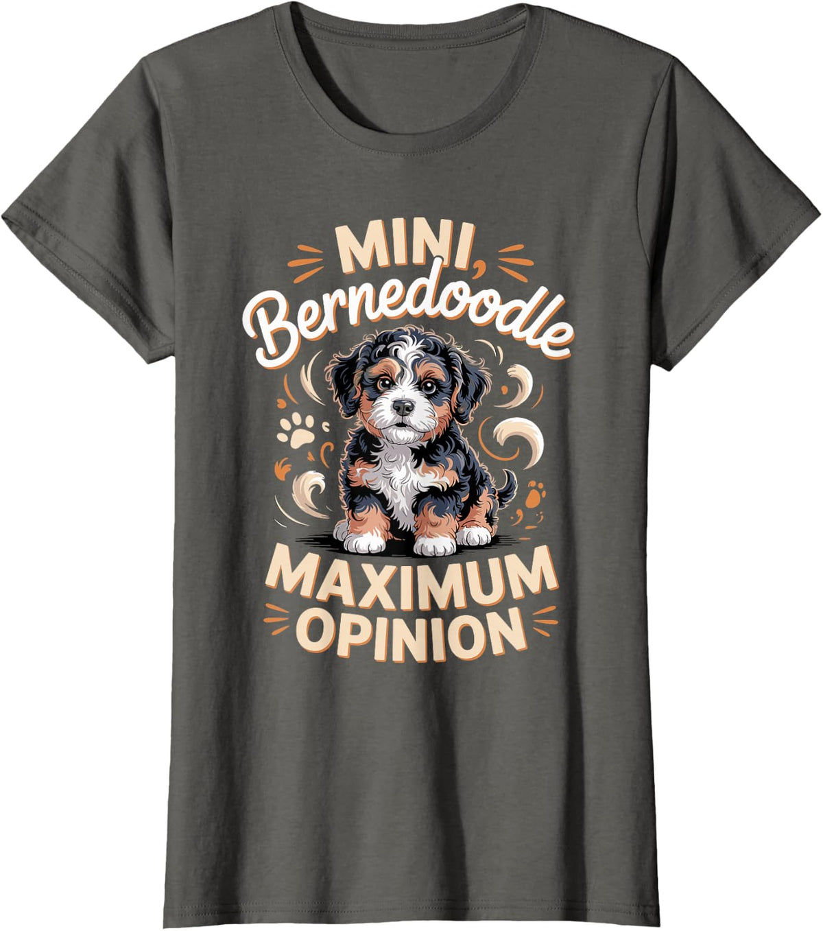 Mini Bernedoodle Maximum Opinion Mini Doodle Dog Owner T-Shirt - Asphalt Grey