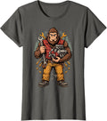Funny Mechanic Bigfoot Sasquatch Engine Car Repair T-Shirt - Asphalt Grey