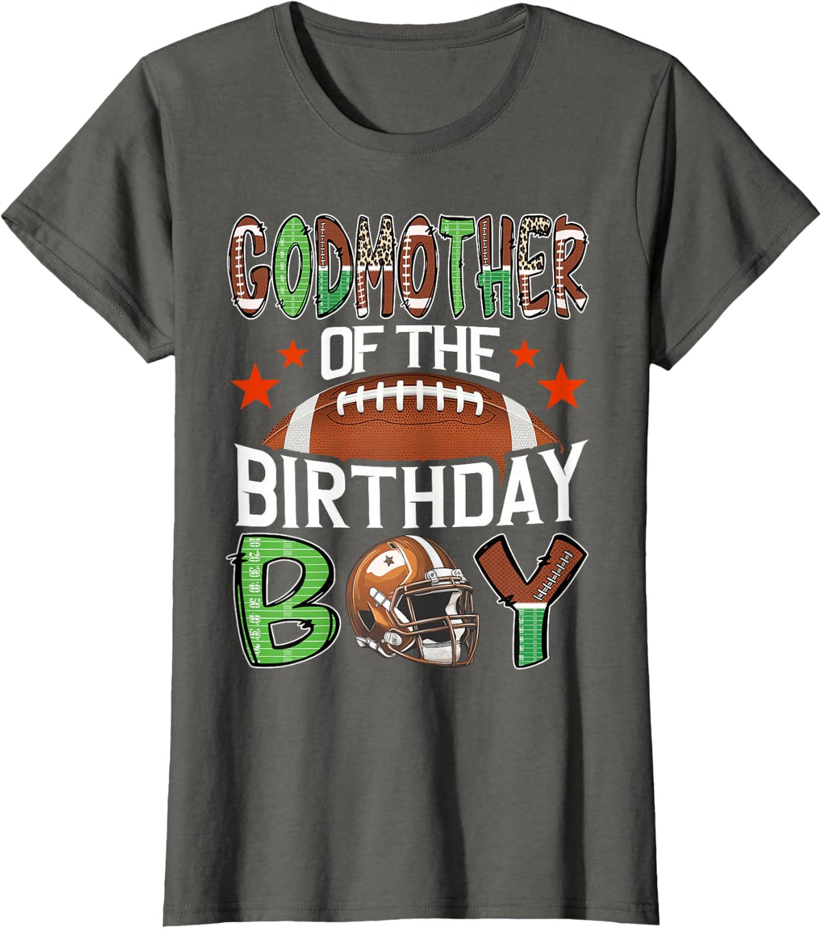 GodMother Of The Birthday Boy Game Day Football T-Shirt - Asphalt Grey
