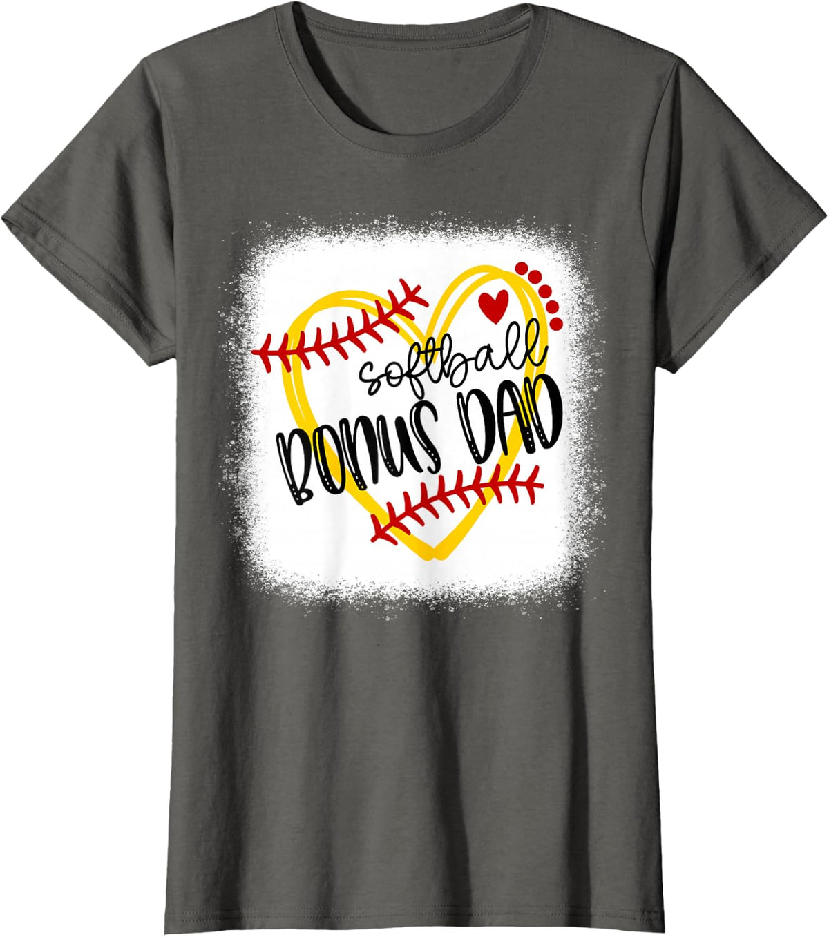 Personalized Softball Heart Tee Cute Bonus Dad Men Softball T-Shirt - Asphalt Grey