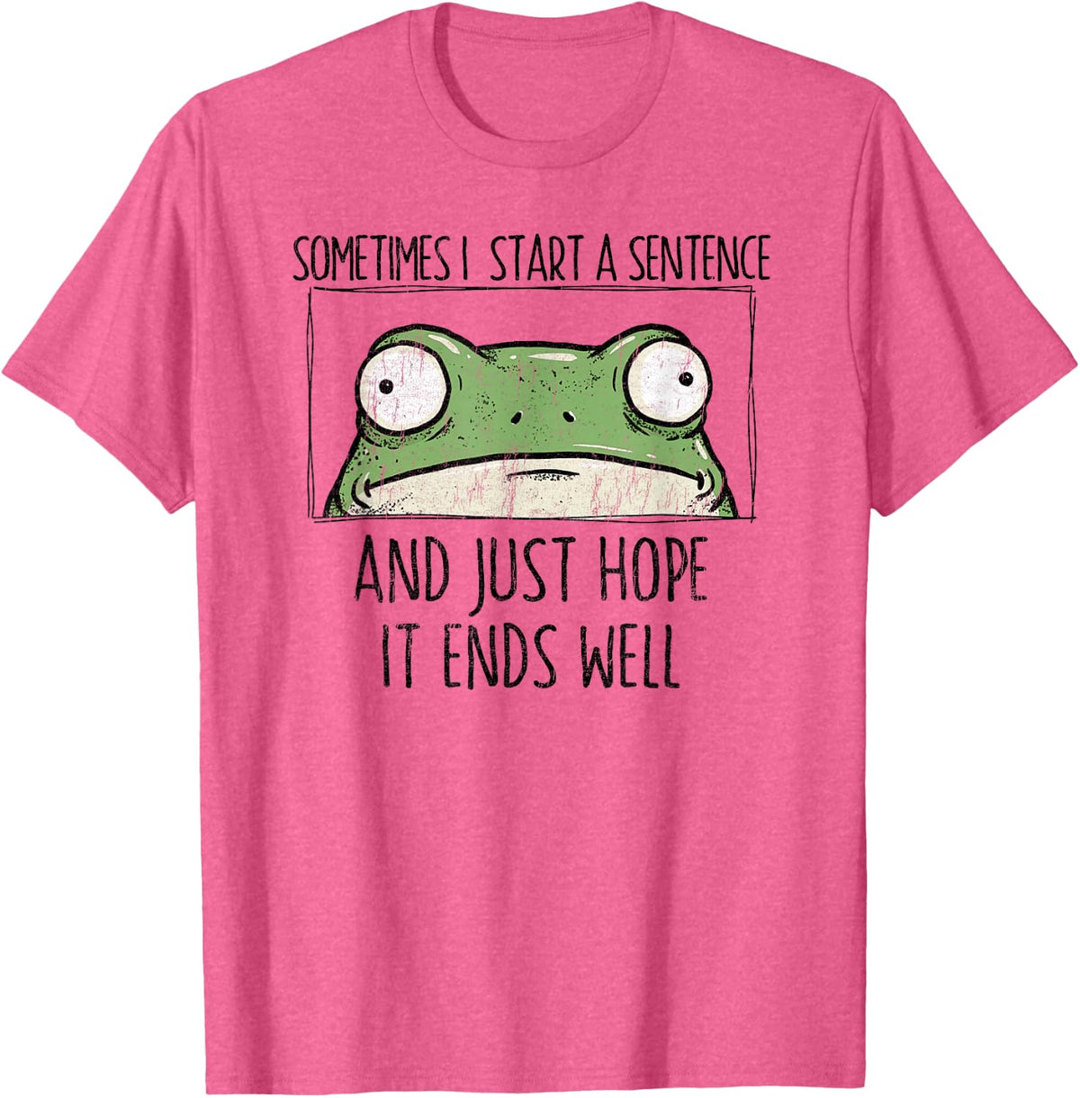 Funny Frog Sometimes I Start A Sentence Introvert T-Shirt - Pink Heather