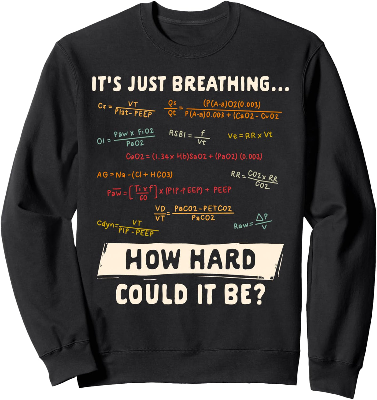 It's Just A Breathing How Hard Could Respiratory Therapist Sweatshirt - Adult Unisex Black