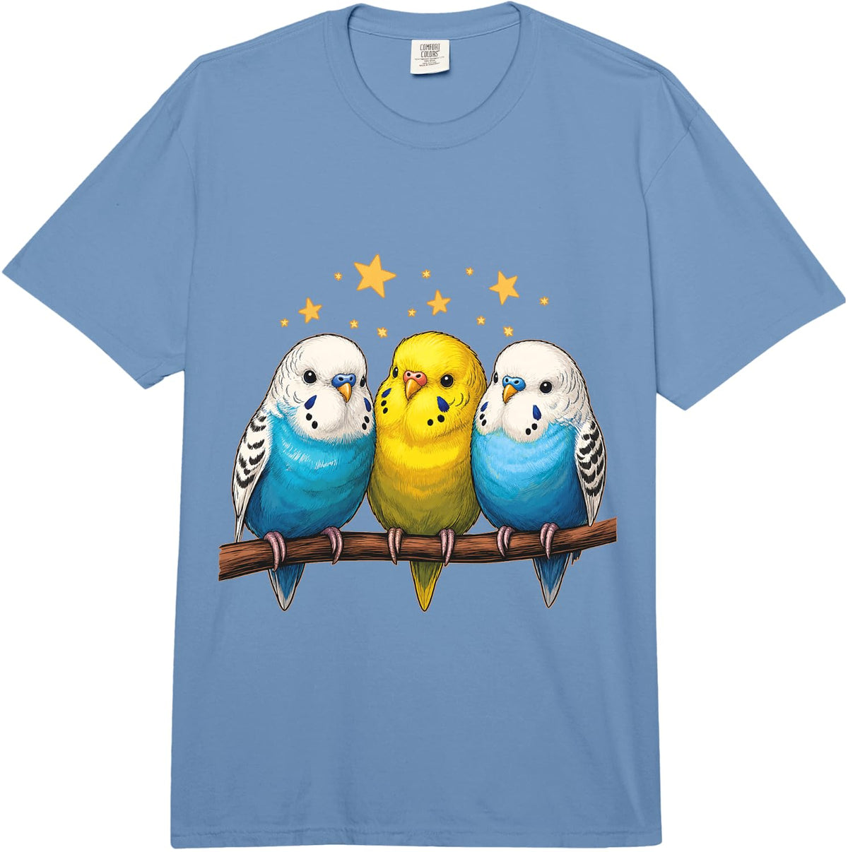 Cute Budgies Comfort Colors Adult Heavyweight T-Shirt - Adult Unisex Deep Blue