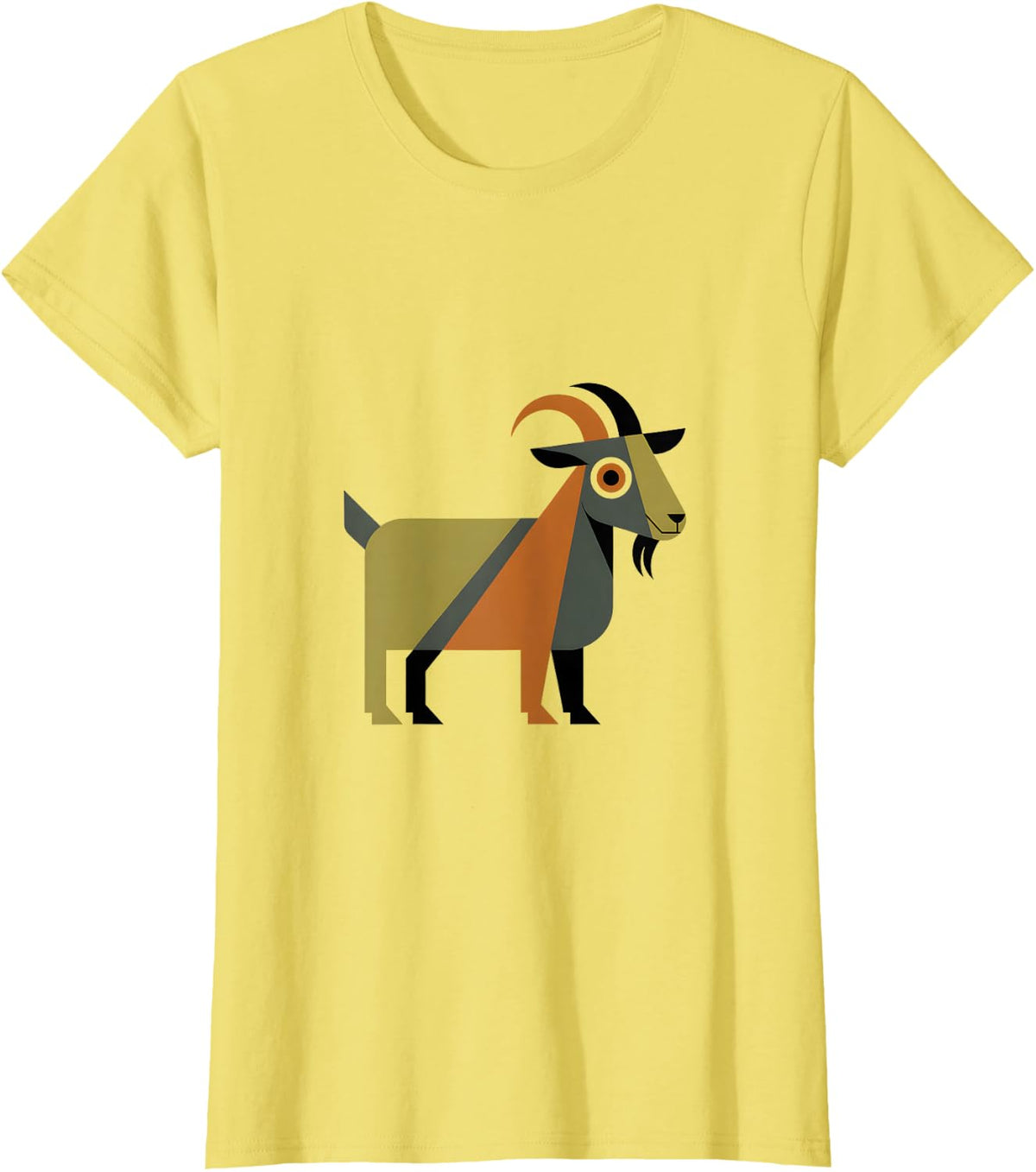 Retro Mid Century Modern Goat Graphic Vintage Farm Animal T-Shirt - Lemon Yellow