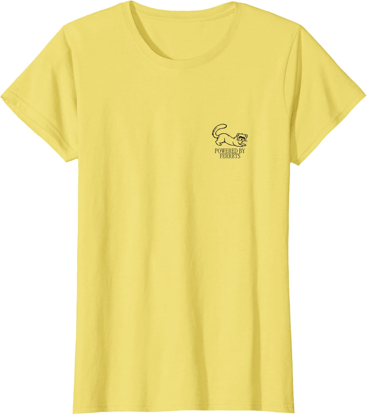 Powered By Ferrets Minimalist Ferret Owner Pet Lover Humor T-Shirt - Lemon Yellow