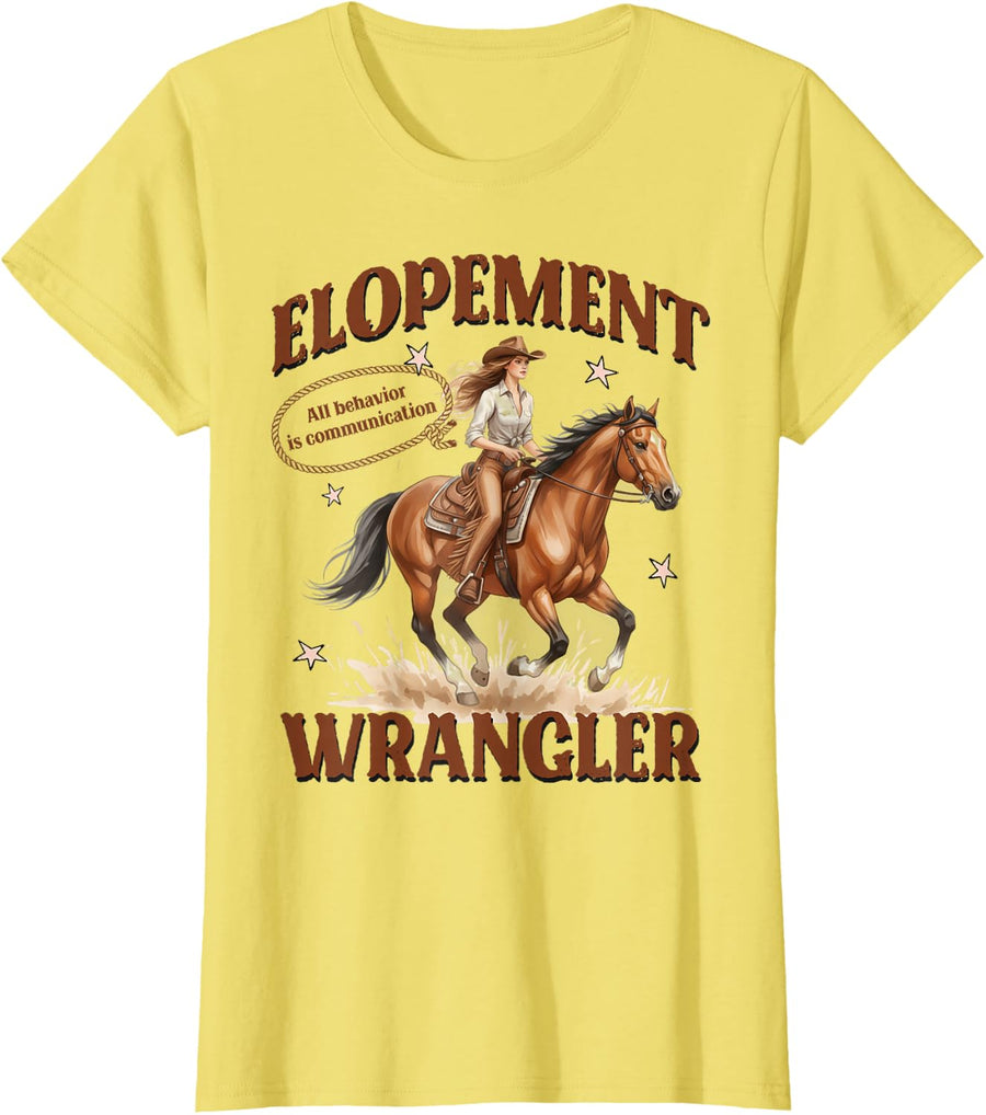 Special Education SPED Autism Mom Western Elopement Wrangler T-Shirt Tee - Lemon Yellow