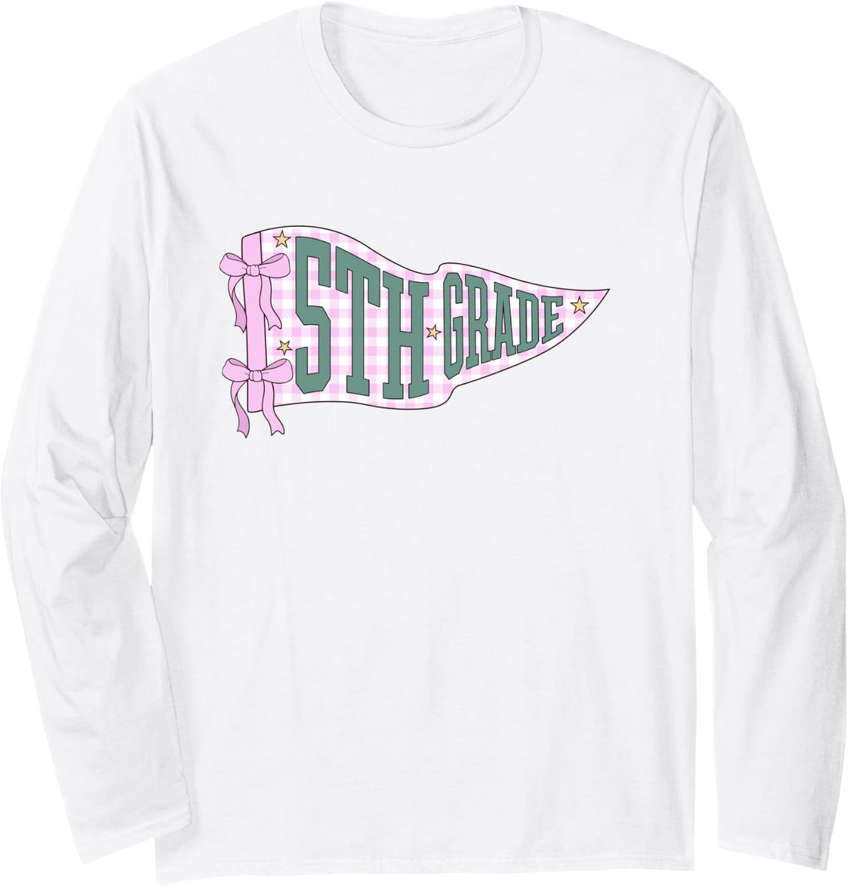 Fifth Grade Back to School Pennant Flag 5th Grade Long Sleeve T-Shirt - Adult Unisex White