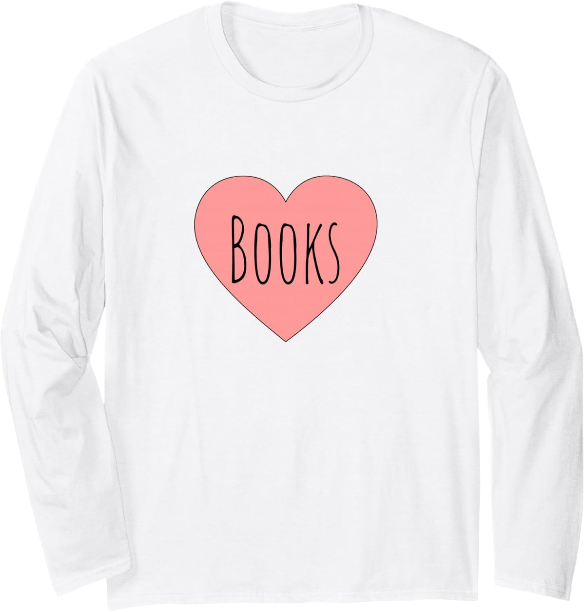 Back To School Heart Womens Love Reading Cute I Love Books Long Sleeve T-Shirt - Adult Unisex White