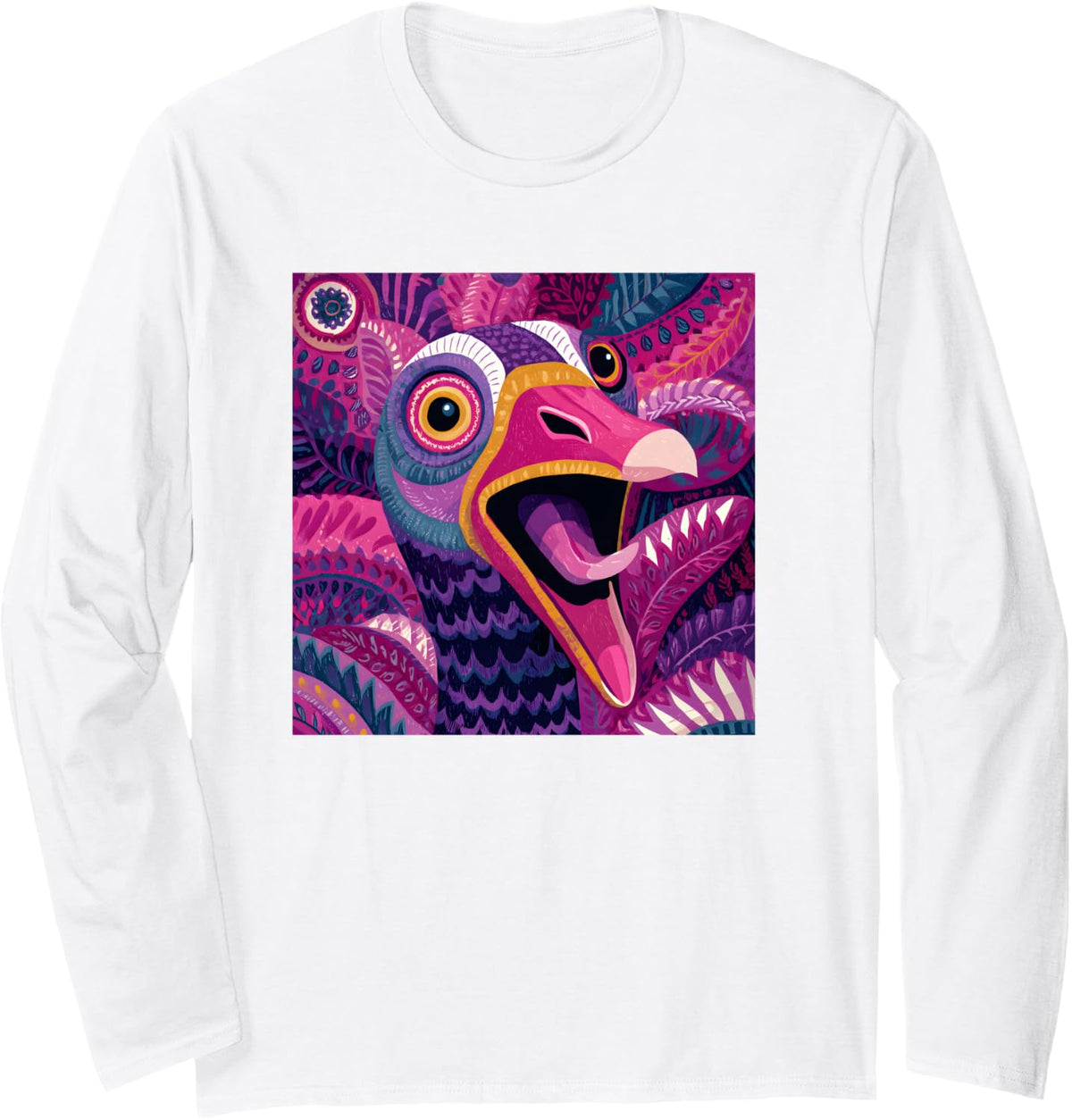Funny Goose Face Vintage Halloween Costume Long Sleeve T-Shirt - Adult Unisex White