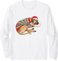 Sleepy Great Dane Cozy Sweater Santa Hat Dog Mom Dad Lover Long Sleeve T-Shirt - Adult Unisex White