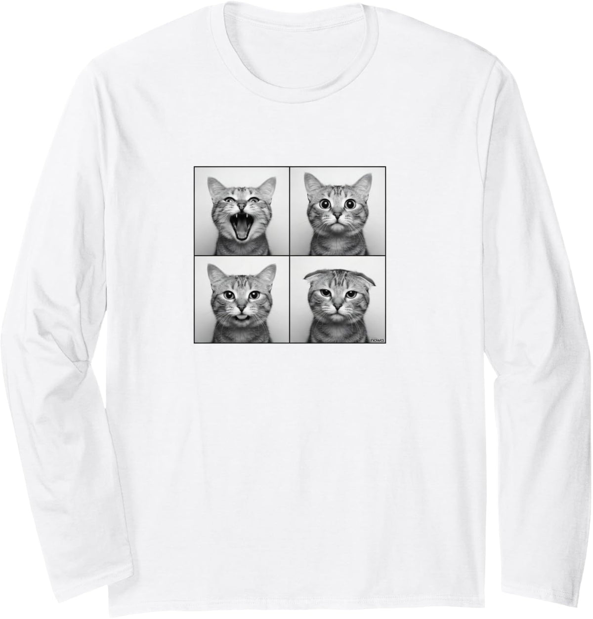 Funny CAT Making Crazy Faces Photo Booth Picture Long Sleeve T-Shirt - Adult Unisex White