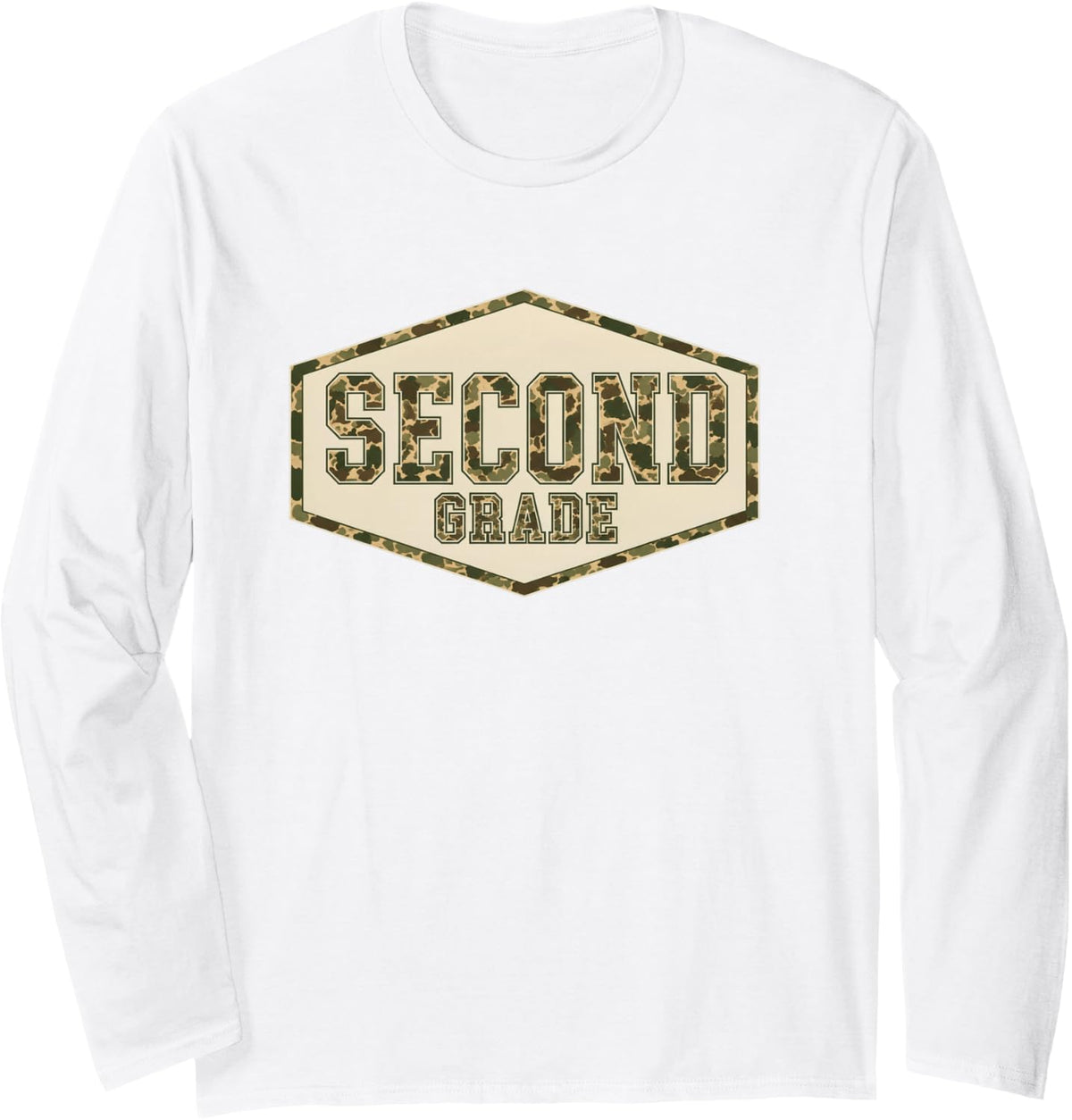 Camo Second Grade Teacher 2nd Grade Back to School Boys Long Sleeve T-Shirt - Adult Unisex White