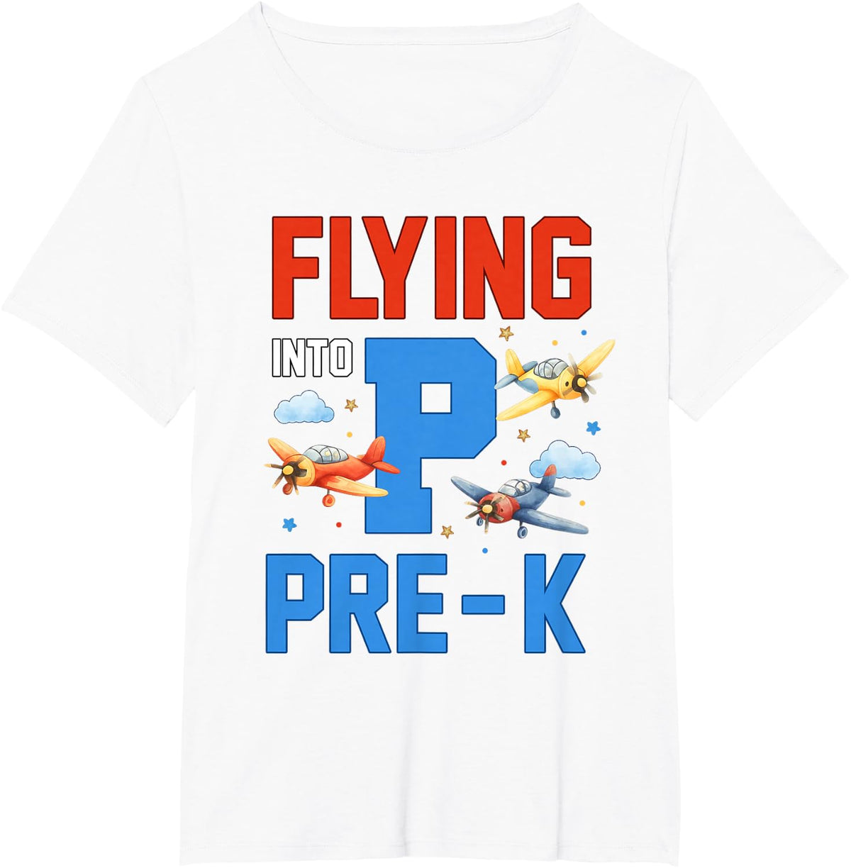 Flying into PreK Airplane Back to School First Day of Pre-K T-Shirt - White