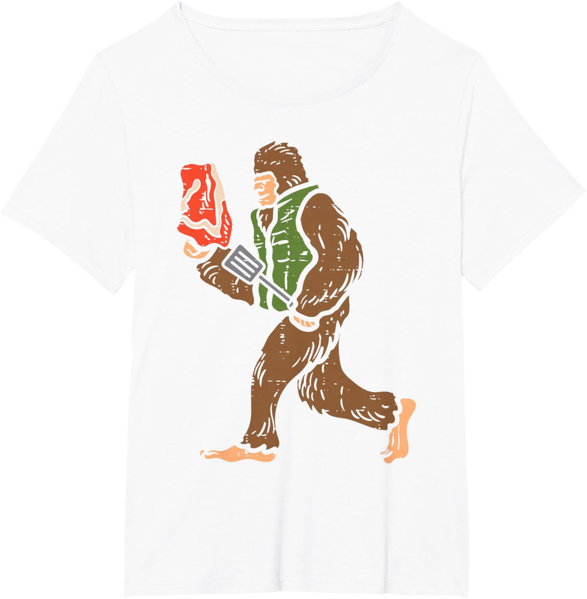 Bigfoot Barbecue Bbq Sasquatch Meat Grilling Women Men Kids T-Shirt - White