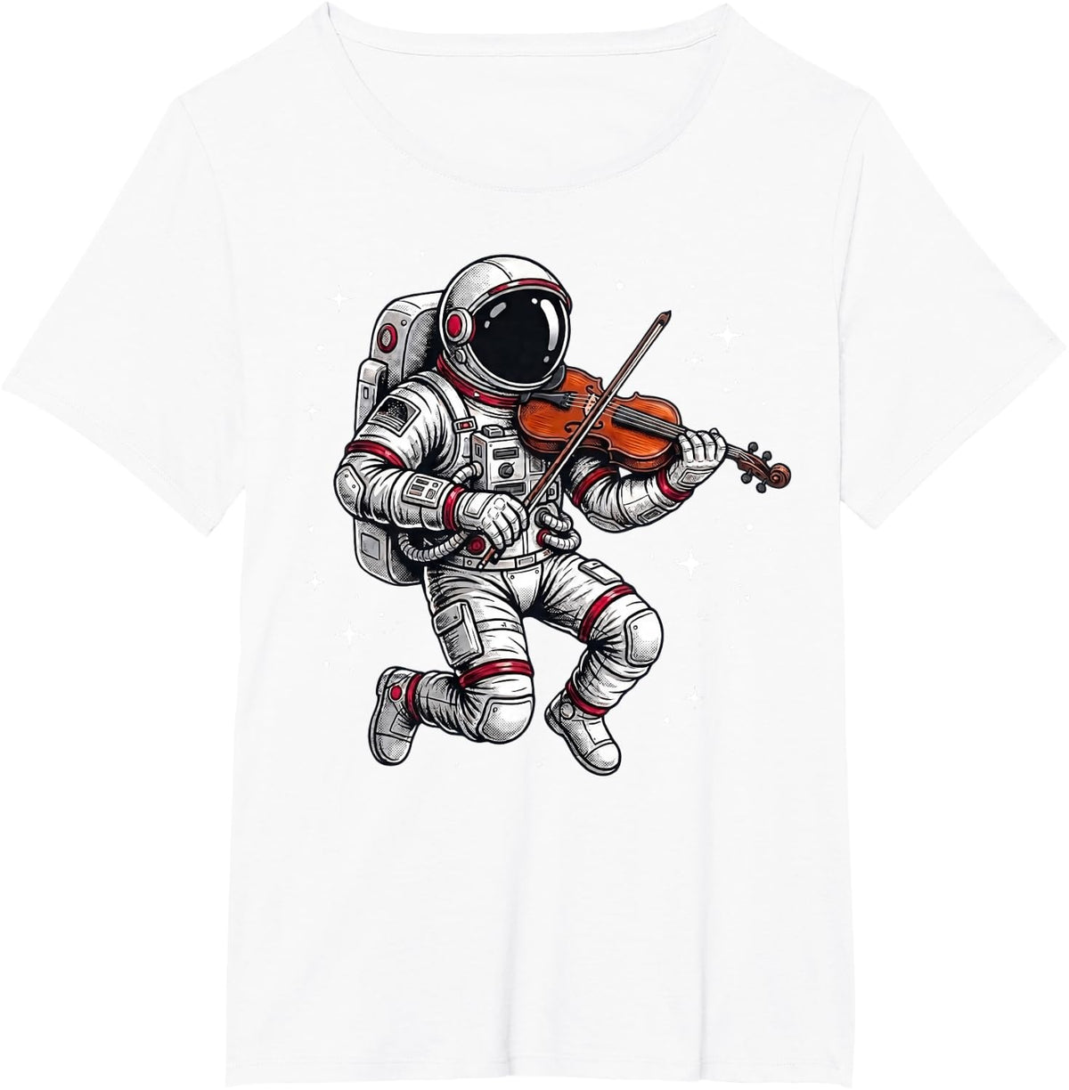 Astronaut Playing Violin Space Music Stars Violinist T-Shirt - White