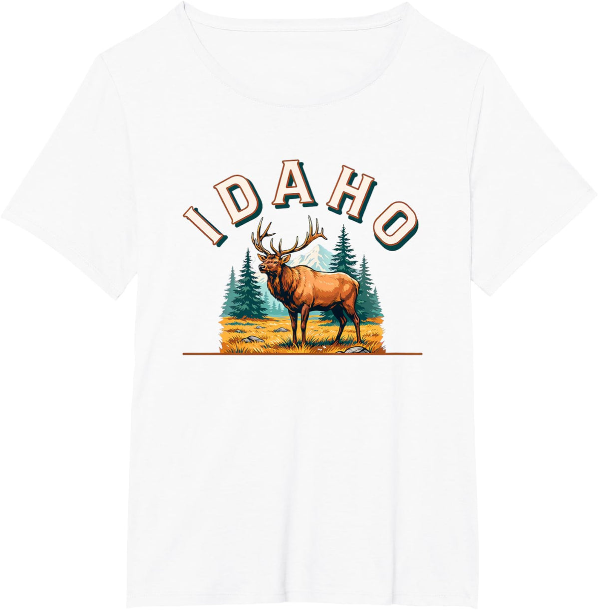 Idaho Elk Pine Forest Mountain Wildlife Hunting T-Shirt - White