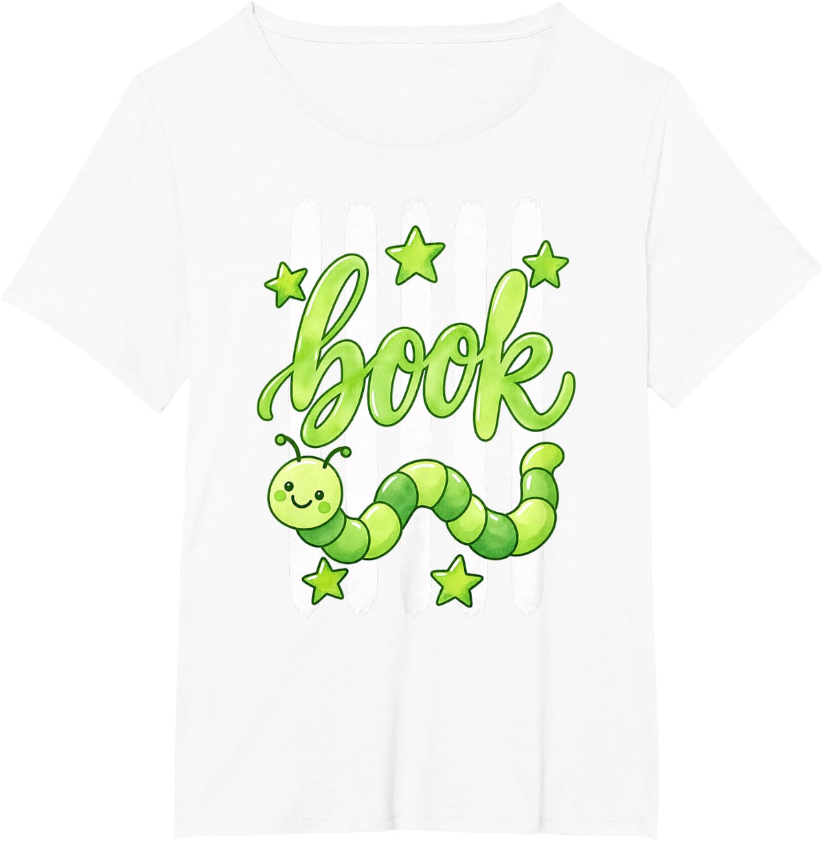 Book Reading Caterpillar Bookworm Librarian Teacher T-Shirt - White