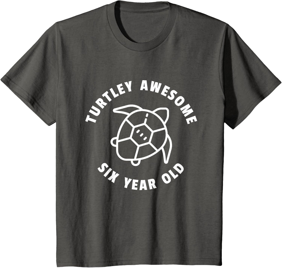 Kids Kids Turtley Awesome Six Year Old - Turtle Birthday Party T-Shirt - Asphalt Grey