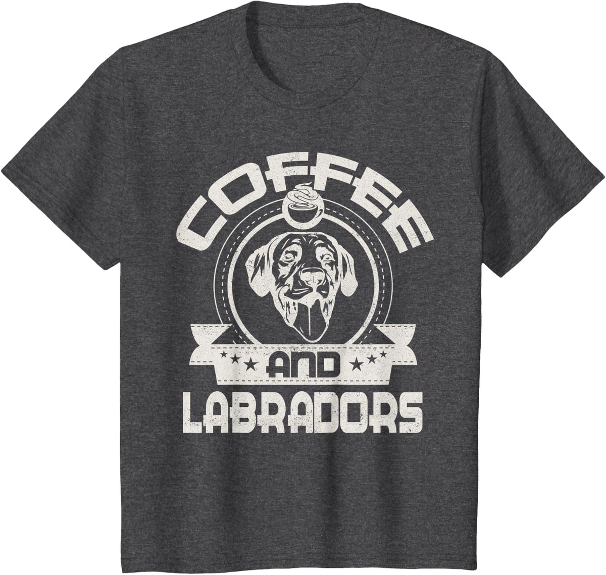 Coffee And Labradors Coffee Drinking Pet Dog Owner Lover T-Shirt for Men Women Kids - Dark Heather Grey
