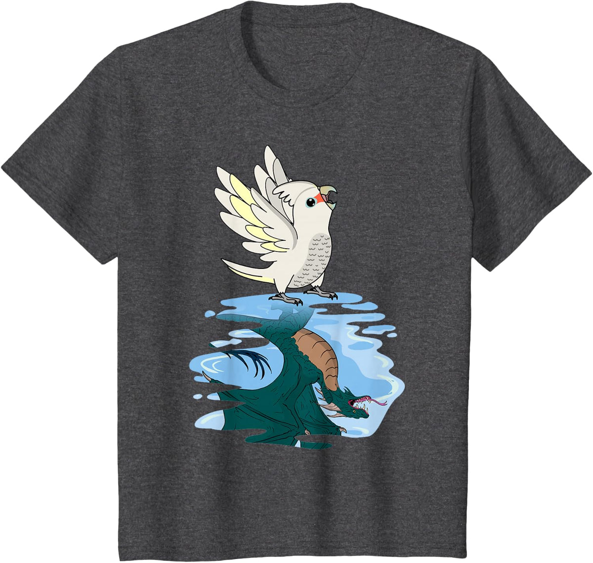 Parrot & Dragon Reflection I Goffins Cockatoo T-Shirt - Dark Heather Grey