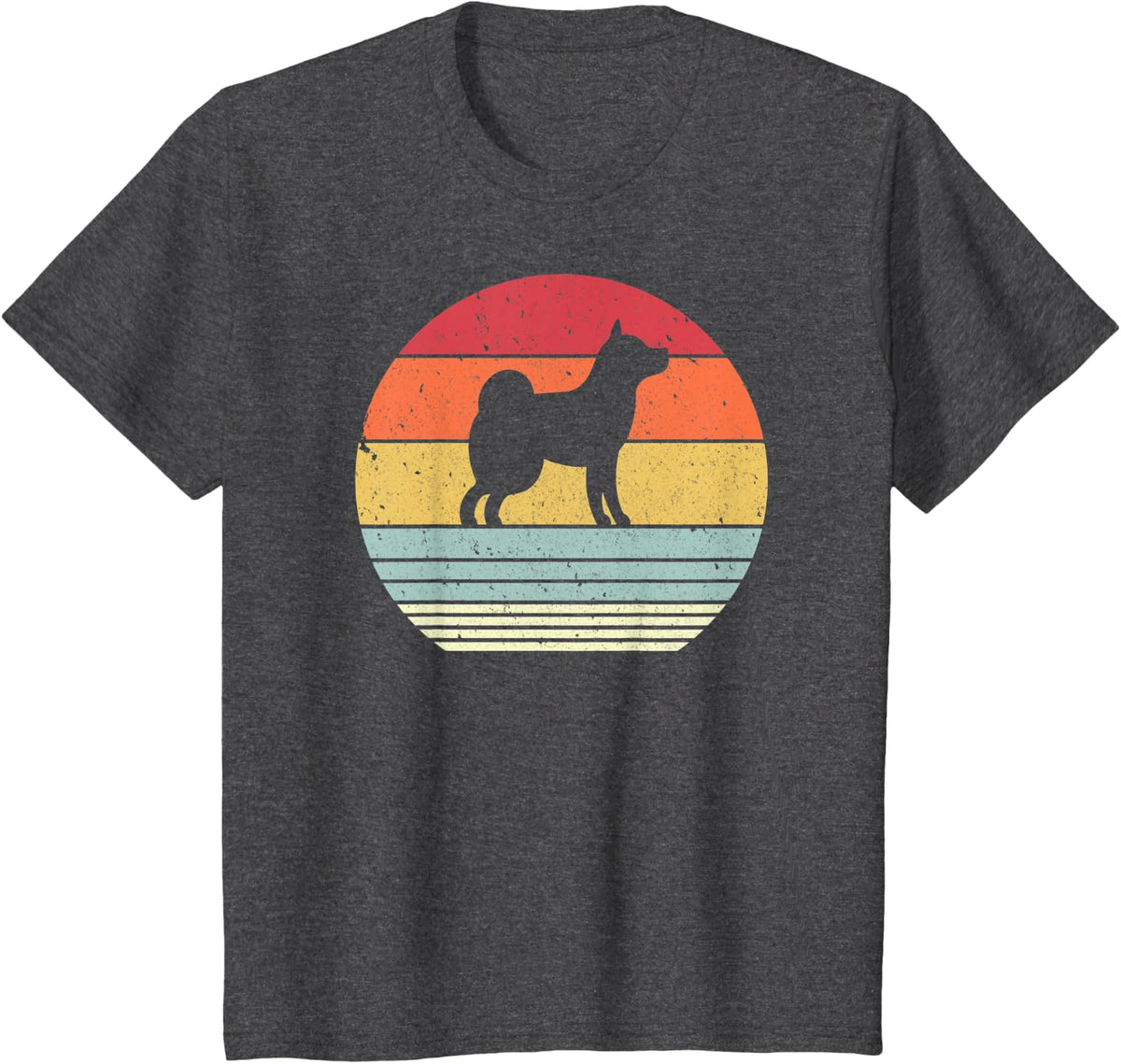 Shiba Inu Shirt. Retro Style T-Shirt - Dark Heather Grey