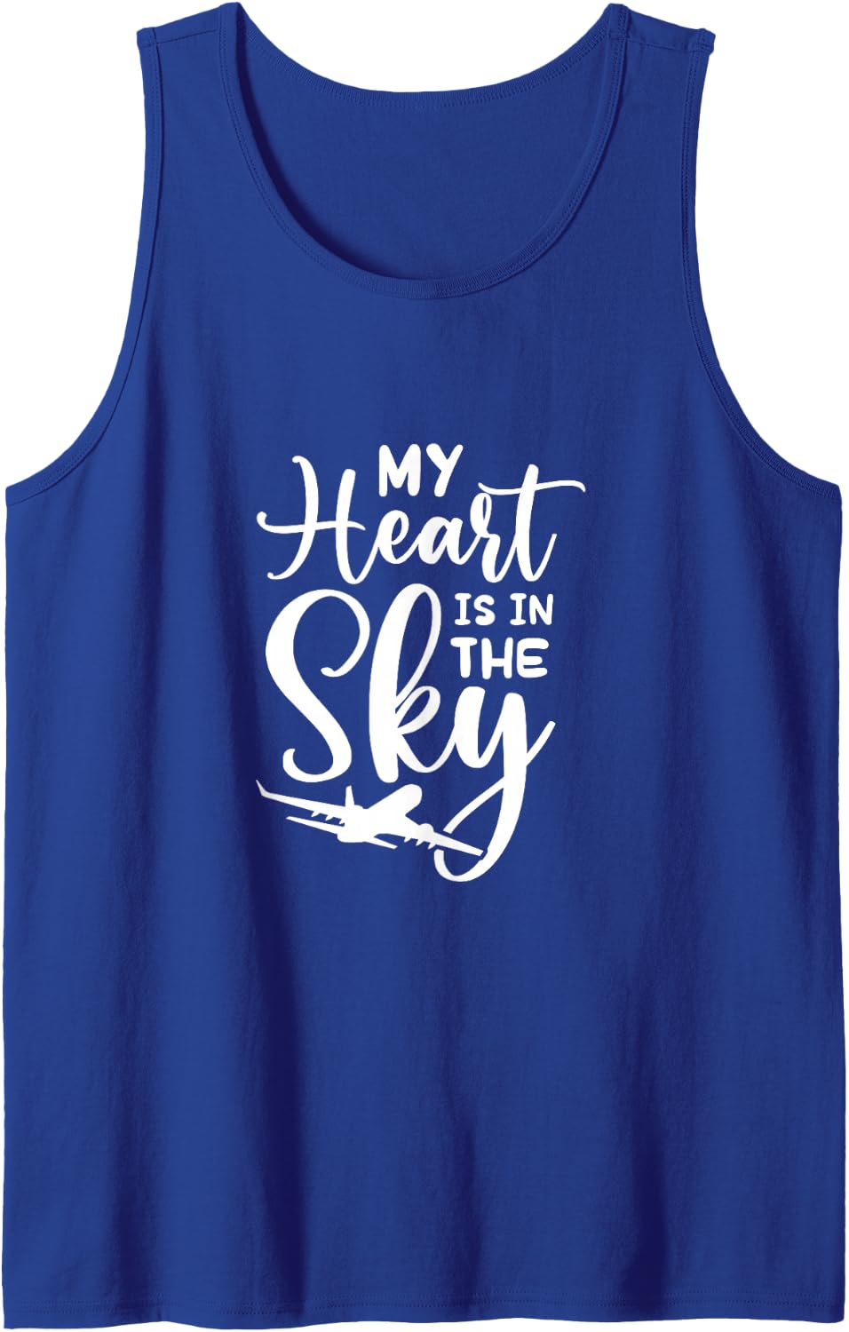 My Heart is in The Sky Flight Attendant Mom Dad Sleeveless Tank Top - Royal Blue