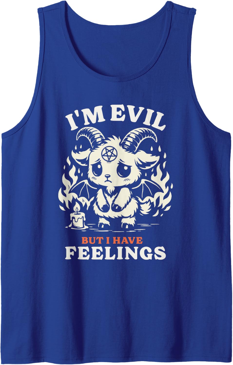 I'm Evil But I Have Feelings Spooky Halloween Costume Sleeveless Tank Top - Royal Blue