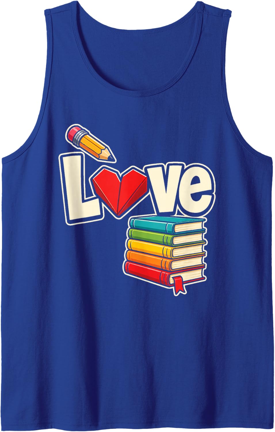 School Librarian Love Elementary Reading Books Gift Sleeveless Tank Top - Royal Blue