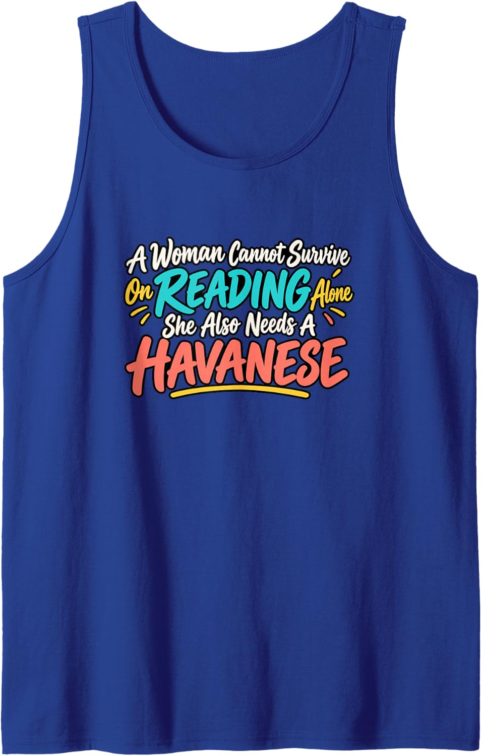 Funny Reading Havanese Woman Book Lover Dog Mom Humor Sleeveless Tank Top - Royal Blue