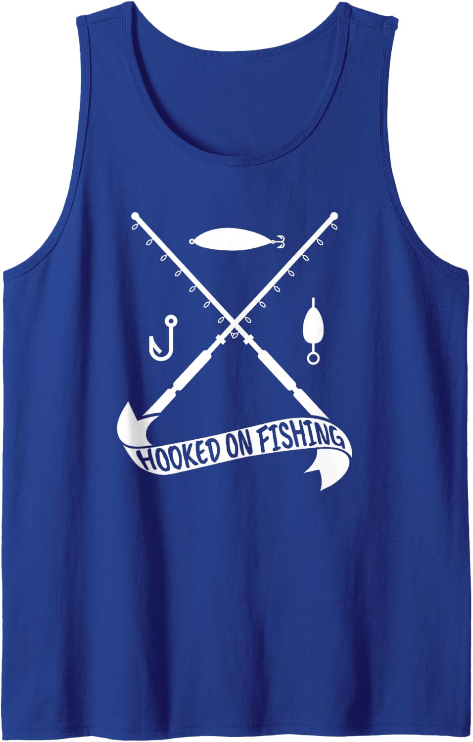 Fishing Fishermen Angler Saying Hooked On Fishing Sleeveless Tank Top - Royal Blue