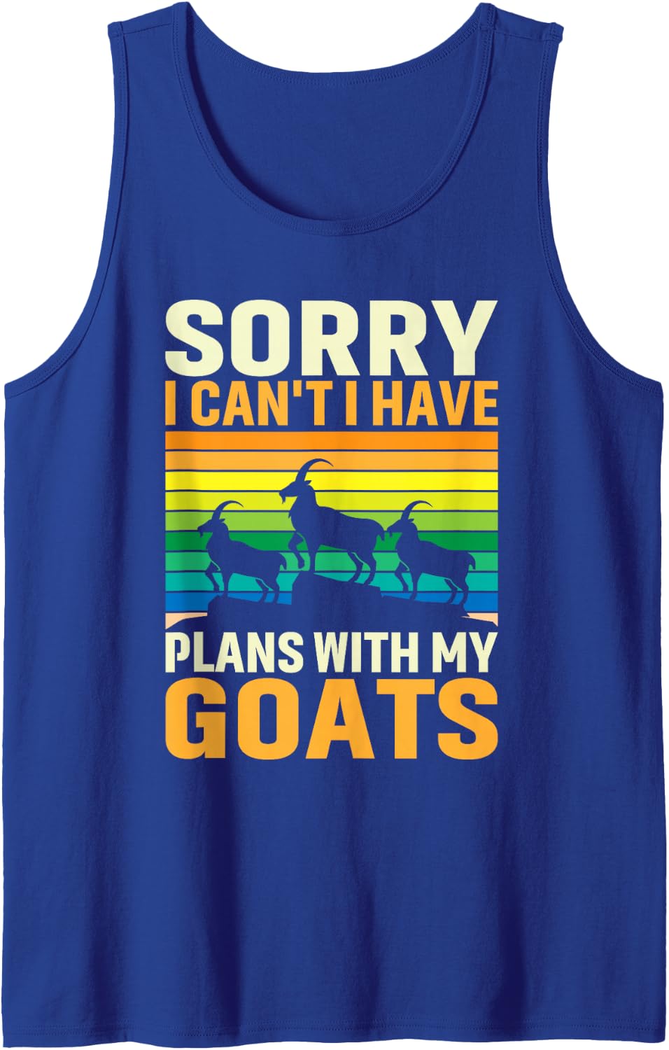 Retro Goat Farmer Easily Distracted By Goats Sleeveless Tank Top - Royal Blue