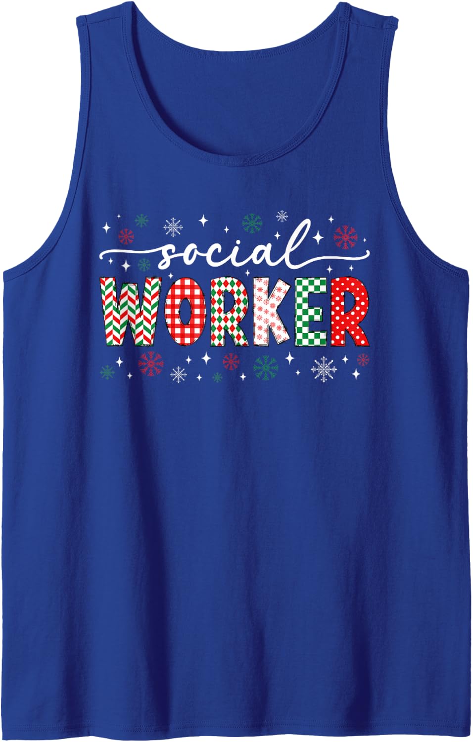 Social Worker Christmas Social Workers Xmas Party Sleeveless Tank Top - Royal Blue